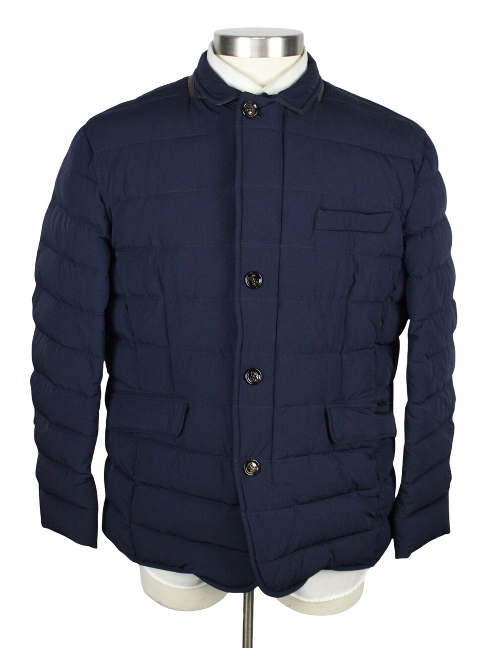 $2052 MooRER Verona Acqua Ocean Down Jacket Mens 56 IT Navy Quilted Italy